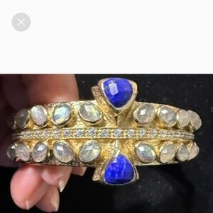 Melinda Maria Retied Open Cuff Lapis Lazuli Gold and Blue Price Firm